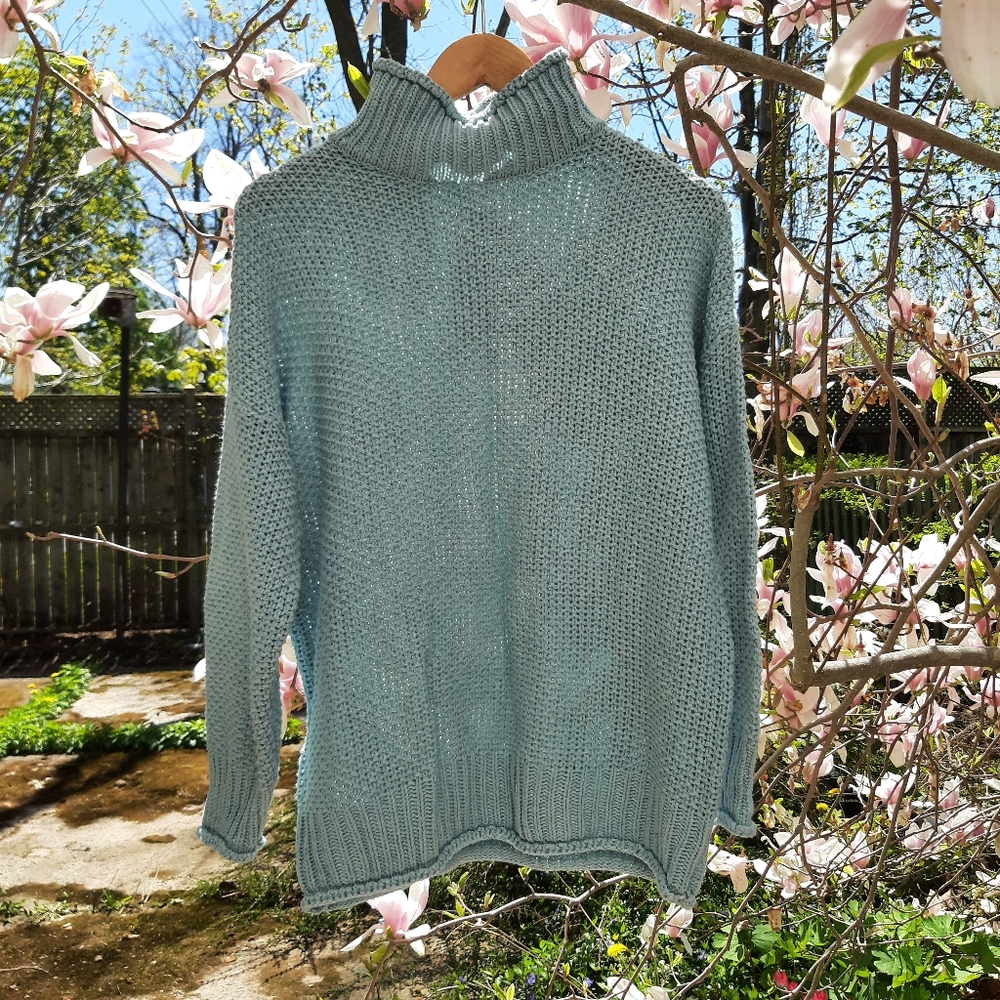 Blue Ballon sleeve sweater